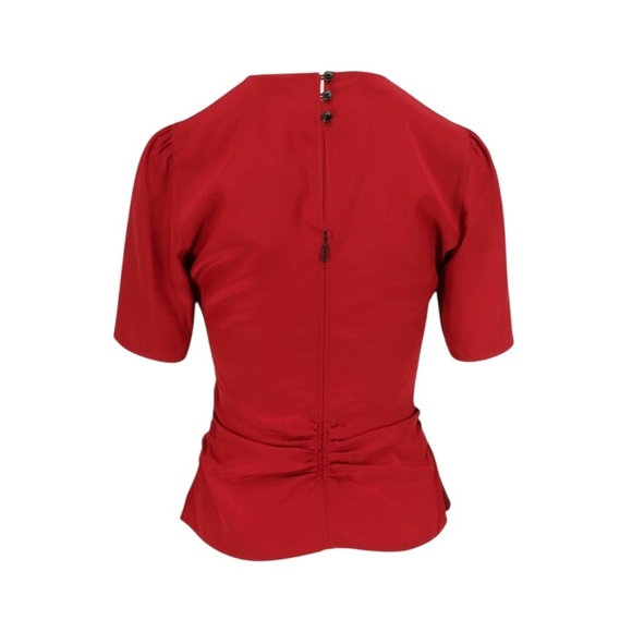 RAG & BONE Maris Deep Berry Silk Ruched Short Sleeve Top Size 2 - Picture 3 of 9